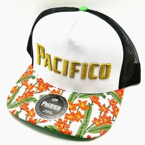Pacifico Lids Exclusive‎ Trucker Hat OSFM White Floral Snapback A-Frame Mesh Cap